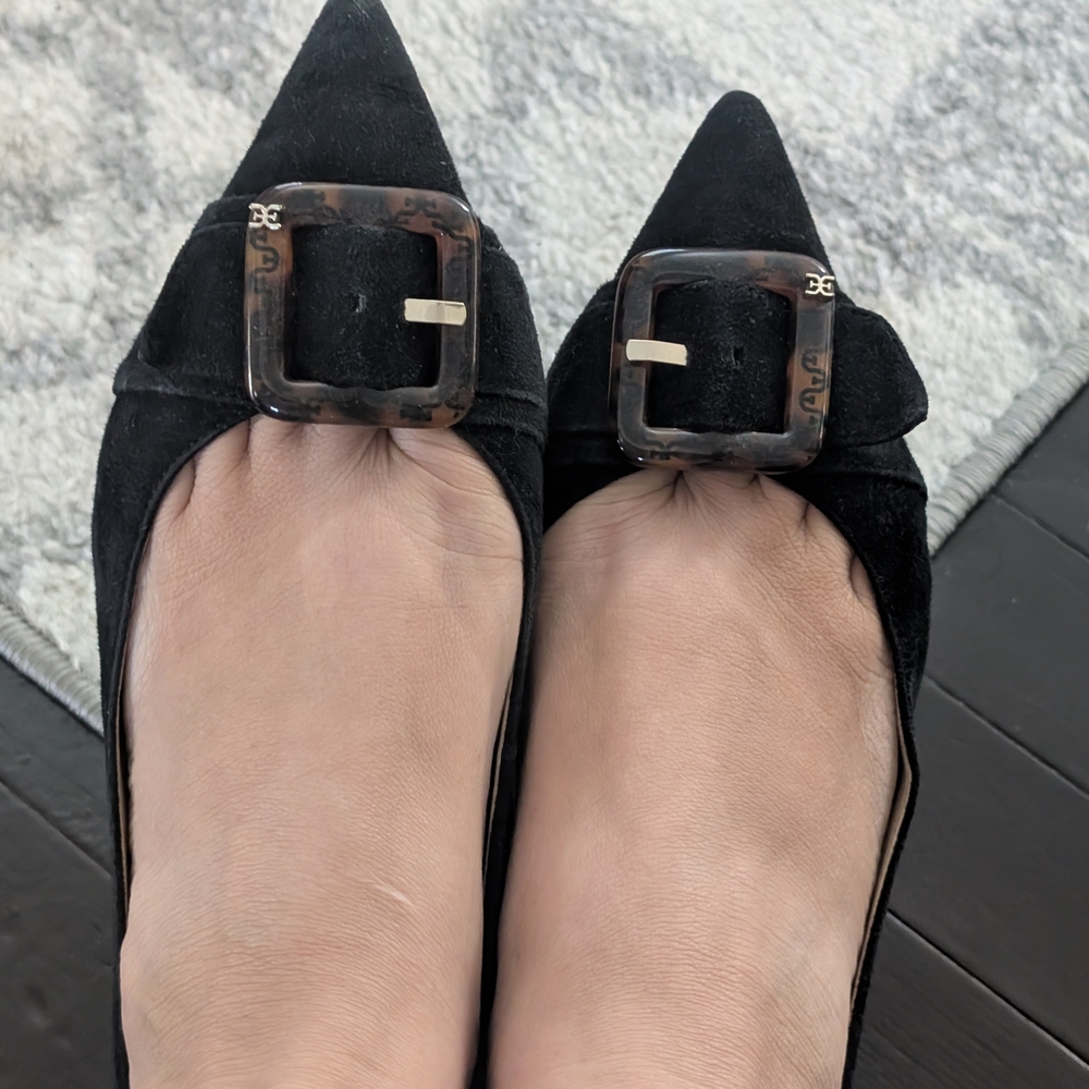 Sam Edelman Black Flats with Tortoise Buckle